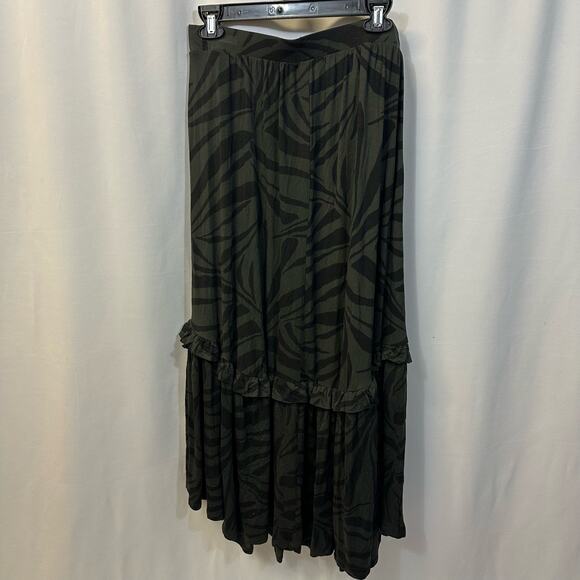 Evereve Z Supply Leisel Tropical Zebra Skirt Ruffles Maxi Skirt Large NWT - Picture 2 of 4